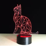 TD® Lampe optique poser décoratif tactile 7 couleurs illusion optique - modèle chat - faible consommation câble USB ou 3 piles AAA