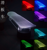 TD® Veilleuse 3D Lampe Planche À Roulettes 7 Couleur Led Veilleuses Pour Enfants Touche Led Usb Table Lampara Lampe Bébé Veilleuse V