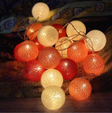 TD® Boules de coton rose-blanc-crème-gris LED guirlande guirlandes lumineuses Led à piles Led  - Modèle: 1.5m 20 balls  - MILEDCA169
