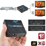 TD® HDMI Répartiteur 2 Ports 1x2 avec 1 Entrée 2 Sorties 1080p Full HD HDCP- convertissuer tv - repartiteur HDMI avec ports vidéo