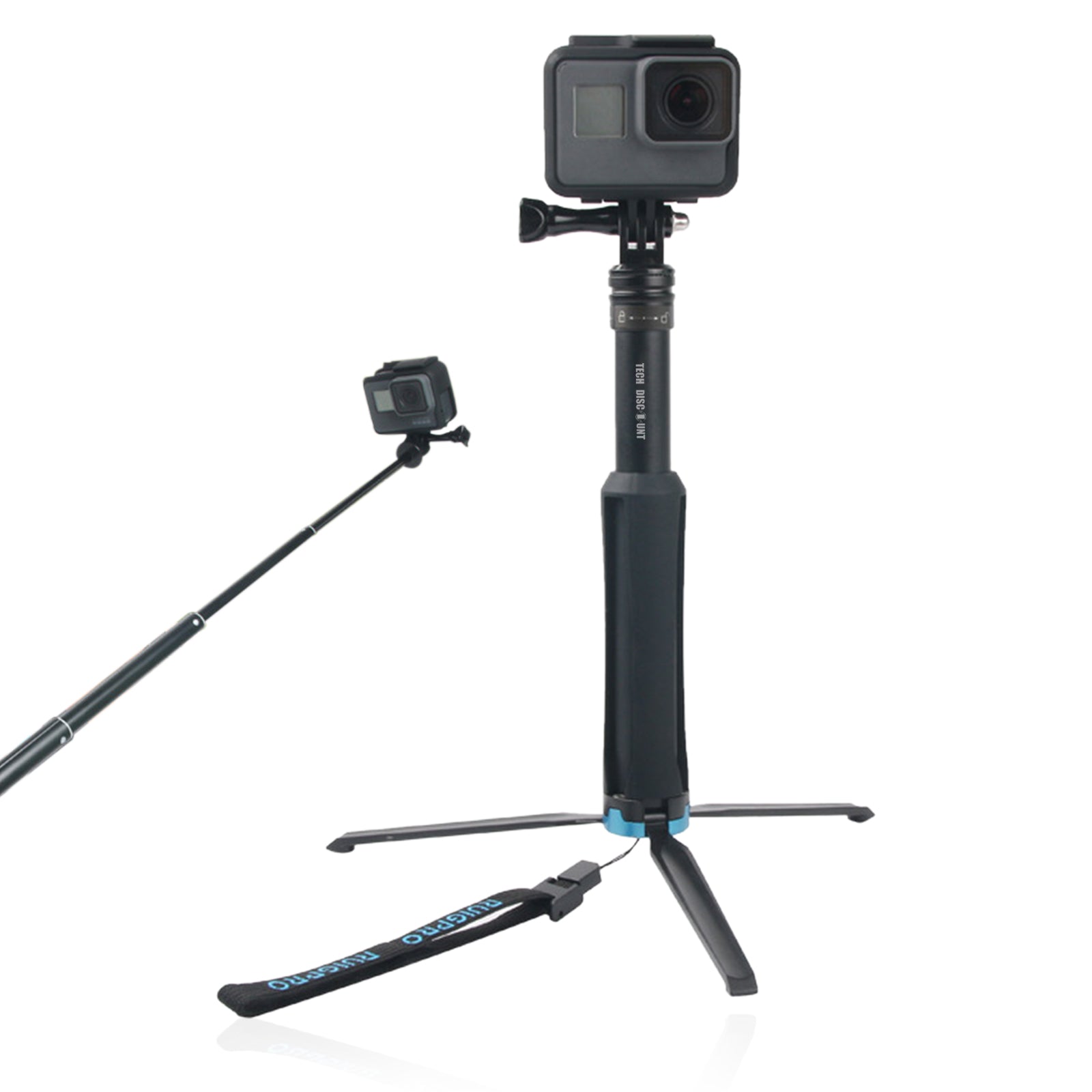 TD® Perche Gopro hero téléphone camera canne stick selfie iphone trepied retardateur photos vidéos extensible professionnel voyages