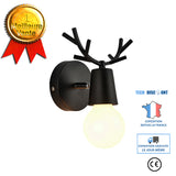 TD® Unny Lot de 2 Créatif Applique Murale Moderne Lampe de Mur Fer Base Tête de Cerf  E27 Noir