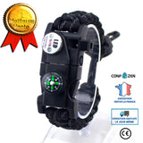 Bracelet de lumière LED multifonctionnel de sortie en plein air bracelet de survie réglable en corde de parapluie tissé à la