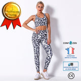 Costume de yoga imprimé léopard soutien-gorge de sport respirant costume de yoga jogging pantalon de fitness pantalon slim fe