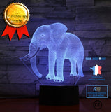 TD® 3D Optique LED Veilleuse 3D LED Veilleuse Éléphant heureux avec 7 couleurs de lumière pour la décoration de la maison Lampe Amaz