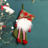 TD® Chaussettes de bonbons de Noël Poupée sans visage en trois dimensions Chaussettes de Noël Pieds doux Sac cadeau Rudolph rayé