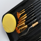 Ensemble de pinceaux 17 pièces de pinceau d'art en nylon en bois Ensemble de pinceaux aquarelle pour peinture à l'huile acryl