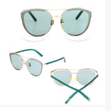 TD® Lunettes de soleil mode opticien dames verres ronds mode monture métal UV400 crème solaire lunettes de soleil polarisées accesso