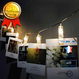 TD® 20 LEDs Clips Photo Guirlande Lumineuse, LED Photo Clips Lumière Chaînes décoration pour Photos, Fête, Mariage (Blanc Chaud)