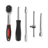 TD® Boite / Caisse à Outils 46 Pièces Kit de Clés Dynamométriques à Cliquet 1-4-inch Set Durable Spanner Socket Set Rouge et Compact