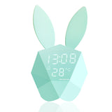 TD® Mitu musique réveil lumineux muet numérique chambre horloge de chevet dessin animé lapin enfants étudiant musique réveil bleue