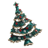 Broches en email en forme d'arbre de Noel Bijoux de Noel Broche de Noel en strass pour les femmes Cadeau de Noel