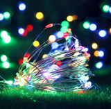 TD® Guirlande lumineuse LED à piles 10 mètres Eclairage multicolore 100 LEDs avec 8 modes télécommandé pour Jardin Noël Mariage Soir