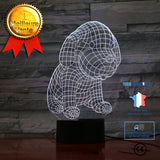 TD® Hmnzxy Chiot 3D Petite Lampe De Table Coloré Tactile Vision Stéréo 3D Led Cadeau Enfants Anniversaire Cadeau Lumière