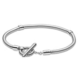 TD® Bracelet boule feuille femme boucle en forme de T créative S925 chaîne en os de serpent en argent sterling chaîne de base bricol