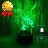 TD® Lampe optique poser décoratif tactile couleur illusion optique - modèle bébé licorne - faible consommation câble USB 3 piles AAA