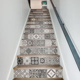 TD® Carreaux de simulation noir et blanc, rénovation des anciens escaliers familiaux, autocollants muraux autocollants 13 autocollan