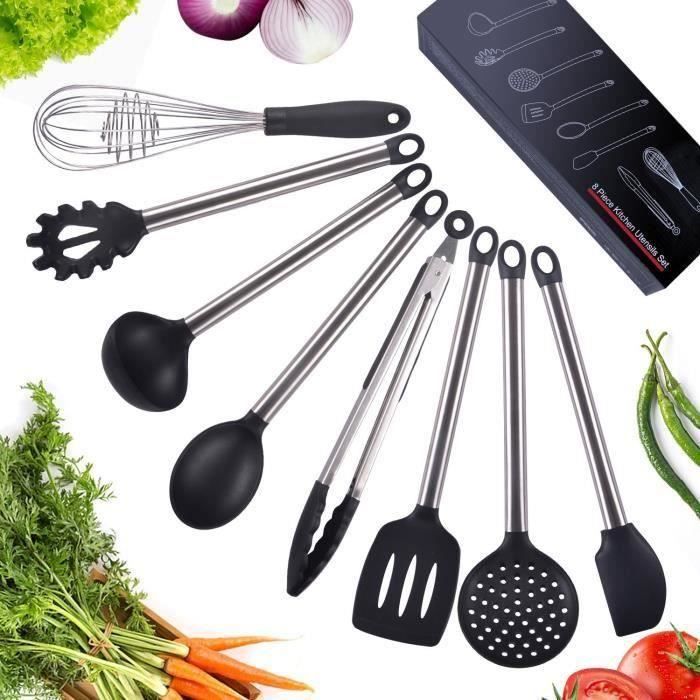 TD® Ustensiles de cuisine de cuisine Set de 8 pièces Premium outils de cuisson résistant à la chaleur