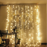 TD® MEIHE Guirlande Lumineuse LED Fête De Noël Rideau Lumières Décoration Blanc Chaud UE Plug 220V (3 * 3m)