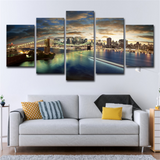 TD® 5 Pièces Abstrait Décoratif Mur Modulaire Photos Toile Art Set Ville Paysage MC14692
