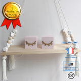 TD® Style nordique perles en bois étagère décoration chambre d'enfant étagère murale balançoire flottante corde étagère