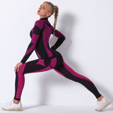 Combinaison de yoga absorption d'humidité et transpiration hauts à manches longues sport running pantalons de fitness tricoté