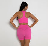 Combinaison de yoga Combinaison de yoga Short taille haute Soutien-gorge fileté sans couture Combinaison  sport pêche Short d
