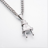 TD® Hip Hop strass prise électrique forme pendentifs colliers chaînes bijoux cadeaux   Golden Connection collier Couleur: or gold