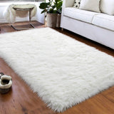 TD® Tapis Salon carpet  chambre Shaggy Yoga Moquette Anti-dérapage Absorbant Blanc 80x180cm