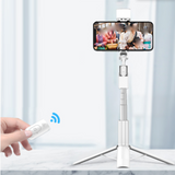 TD® Support de téléphone portable Bluetooth selfie stick photo en direct remplissage lumière atterrissage de bureau trépied intégré
