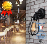 TD® Retro applique murale industrielle luminaire reglable en metal cage lampe murale interieure maison retro lampe noir Noir