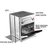 TD® Barbecue grill pique-nique extérieur pliant rangement en acier inoxydable poêle à bois grill carré mini portable amovible et lav