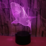 TD® Lampe optique poser décoratif tactile 7 couleurs illusion optique - modèle requin - faible consommation câble USB ou 3 piles AAA