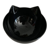 TD® Oreilles de chat mignon bol de chat bouche oblique boire bol pour animaux de compagnie ustensiles de table bol noir sans base