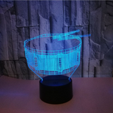 TD® Décoratif USB Tambour 7 Couleurs Télécommande Illusion Optique Veilleuse 3D Visualisation Tableau Lampes De Bureau 3D Gl LS50706