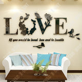 TD® Stickers muraux détachables avec décoration de chambre intérieure en trois dimensions thème de l'amour idéal romantique mode mod