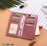 TD® Portefeuille Simple Long Porte-Monnaie Gland à Franges Porte-Monnaie Porte-Cartes/ Sac à Main/ Double Fermeture /Gris/ Finitions