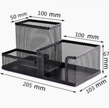 TD® Boîte à Crayons en métal pour stylo/ Support à 3 compartiments en Métal pour stylos/ Outils bureautiques pour stockage de stylos