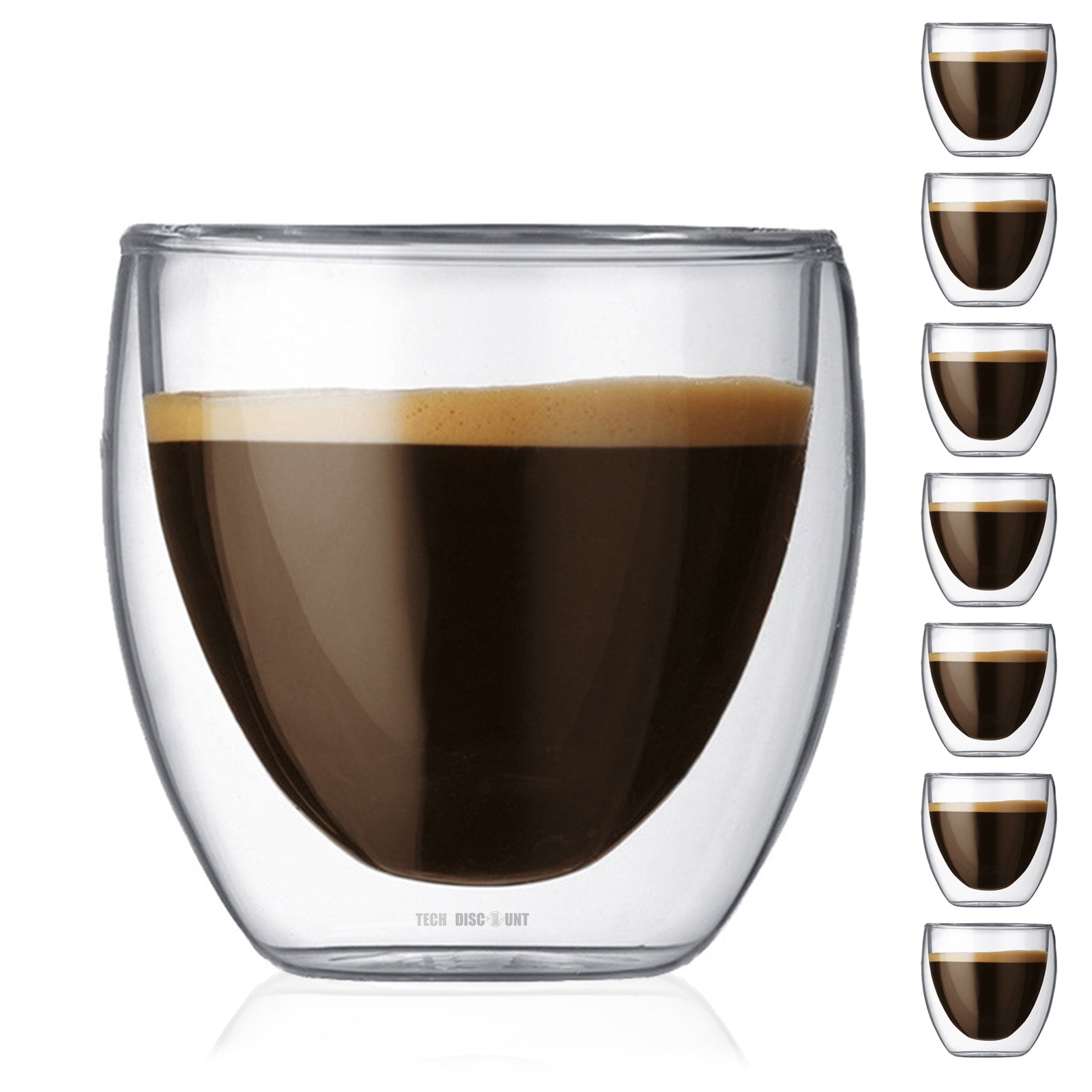 TD® Coffret de 8 Tasse à café/Expresso/Espresso en Verre -80ml , Set/Tasses à café Double paroi, Tasse Expresso Originale.