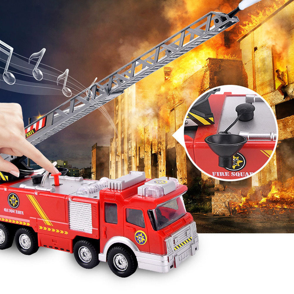 TD® Jouets électriques Ensemble de voitures universelles pour enfants,modèle de camion pompiers à jet d'eau lumineux,jouets pour enf