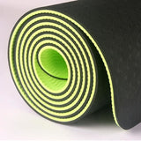 TD® Tapis De Yoga Antidérapant Bicolore Tpe De Tapis De Sport Tapis De Gymnastique De Fitness À La Maison Sans Goût 183X61Cm Vert fo