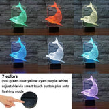 TD® Lampe optique poser décoratif tactile 7 couleurs illusion optique - modèle dauphin - faible consommation câble USB ou 3 piles AA