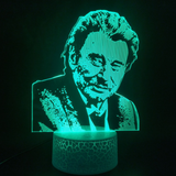 TD® lampe Johnny Hallyday 3D télécommande lumière colorée 7 couleurs veilleuse lampe de chevet câble USB décoration ambiance fan Joh
