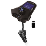 TD® Transmetteur FM bluetooth voitures jack kit  mains libres adaptateur sans fil avec chargeur radio écran LED port USB noir musiqu