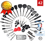 TD® 42 Pièces Kit Ustensiles de Cuisine en Acier Inoxydable, Set d'Ustensiles de Cusine en Silicone, Lot d'Accessoires Cuisine