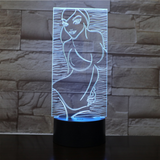 TD® Décoratif USB Femmes 7 Couleurs Télécommande Illusion Optique Veilleuse 3D Visualisation Tableau Lampes De Bureau 3D Glow LED La