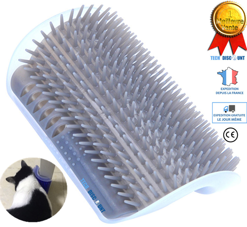 Brosse à Chat Mural Autocollante - Pour Massage Et Enlèvement Des Poils, Avec Support Herbe à Chat