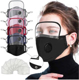 TD® masques tissus reutilisables Avec masque de protection facial intégré amovible masque tissu noir