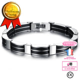 LSC® Bijoux Nouveau Mode Hommes Bracelet Véritable Silicone Bangle Titane Acier Boyfriend cadeau