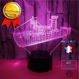 TD® Décoratif USB Croisières 7 Couleurs Télécommande Illusion Optique Veilleuse 3D Visualisation Tableau Lampes De Bureau 3D YE83117